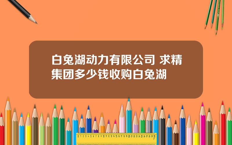 白兔湖动力有限公司 求精集团多少钱收购白兔湖